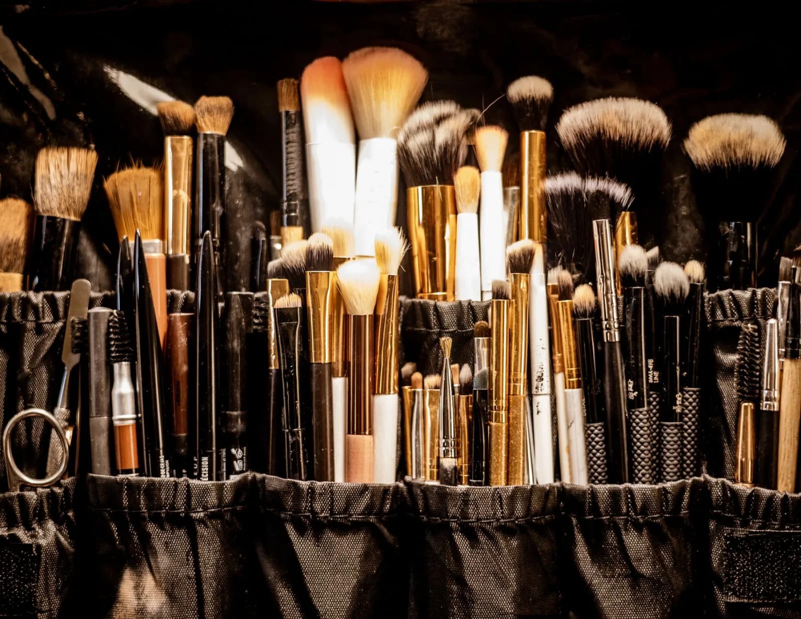 A makeup artist's brush case, ready for the day